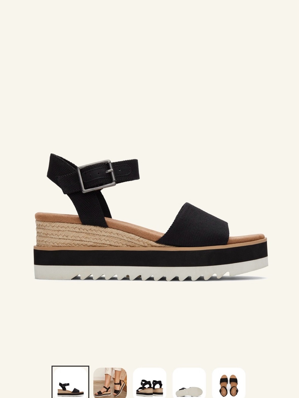Toms- Black Platform Espadrille Sandals - Women